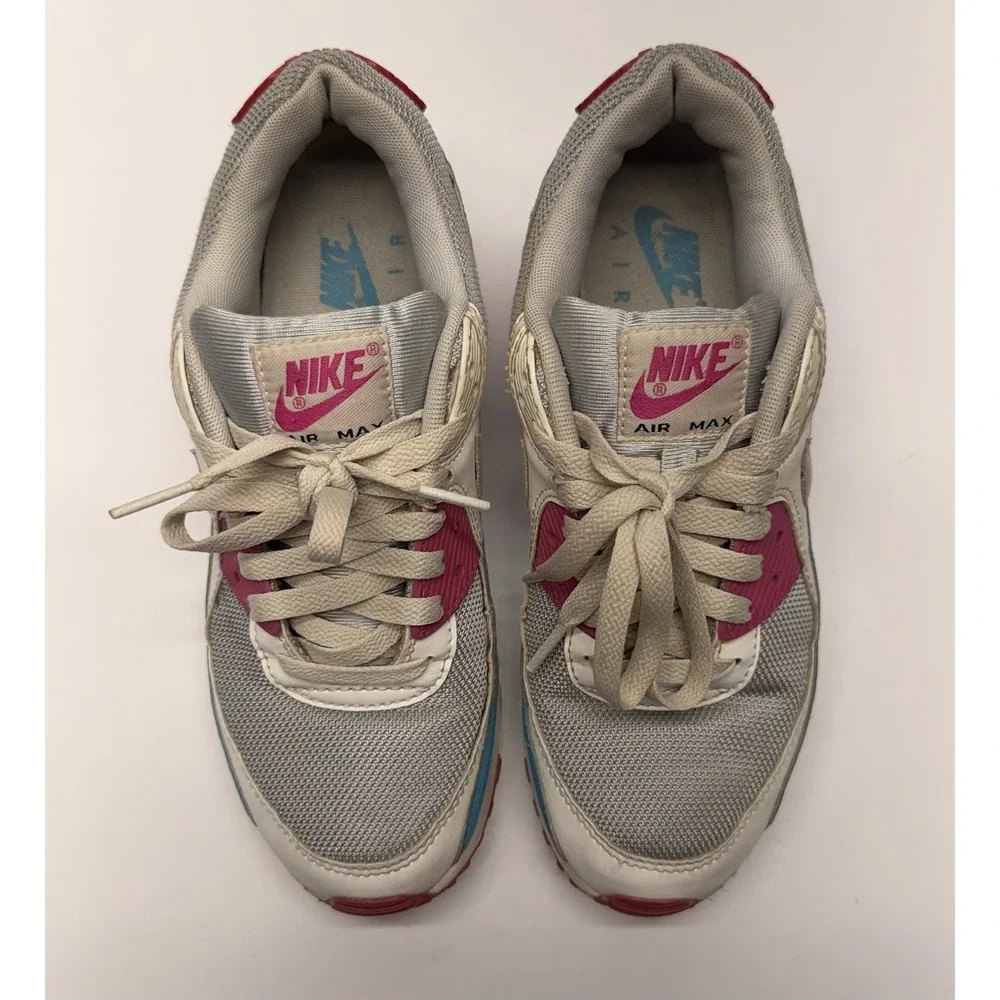 Nike Air Max 90 Vivid Pink Blue Fury Womens Size 8 Sneakers CT1030-001